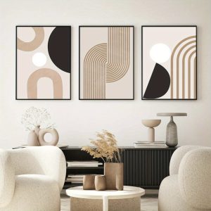 Minimalist Abstract Line Posters Geometric Wall Art Canvas Painting Living Room Modern Home Decoration 50 x 70 cm x 3 Frameless