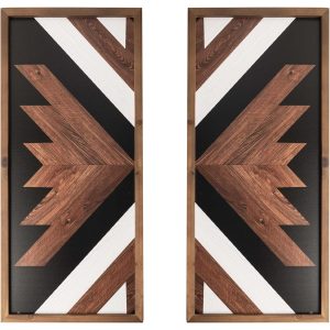 Aztec Wall Decor Wood Western Southwestern Art Frames Style Bedroom Bathroom Black Boho Living Room Geometric Native American Farmhouse Home Decoration