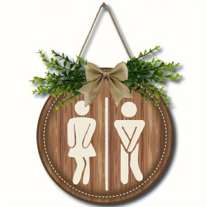 Rustic Farmhouse Round Sign - Leaf-Embossed Home Decor for Bathroom & Kitchen, Holiday & Everyday Use