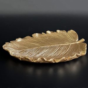 1pc Golden Leaf Resin Tray, European Style Decorative Tray for Living Room, Bedroom, Study, Mother's Day Gift, Spring Decor