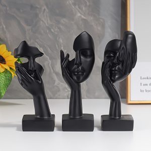 3pcs/set Thinker Ornament, Resin Statue Silence Is Golden Abstract Art Craft, For Bookshelf Home Living Room Office Cabinet Decor, Room Tabletop Entryway Decor, Valentine New Year Easter Party Decor