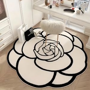 Soft Rose Pattern Flannel Area Rug, Non-Slip, Washable, Perfect for Bedroom, Living Room, and Entryway Decor