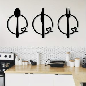 3pcs Minimalist Metal Wall Art Set: Fork, Spoon, Knife Designs - Kitchen Decor & Mother's Day Gift